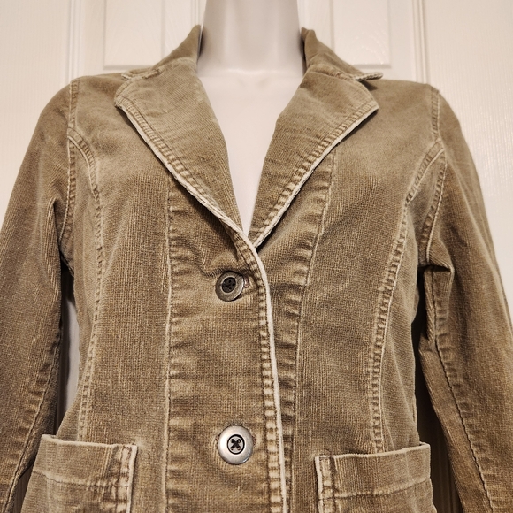 🦅 American Eagle Outfitters Brown Corduroy Button Blazer Jacket Size Small - Picture 5 of 10
